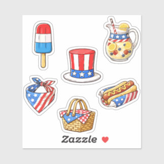 Cute Vintage Patriotic Doodle Sticker Sheet シール