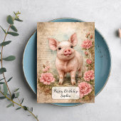 Cute Vintage Piglet カード