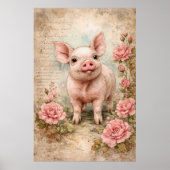Cute Vintage Piglet ポスター (正面)