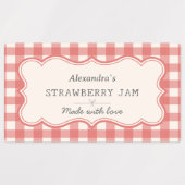 Cute Vintage Red Blue Green Gingham Jar  ラベル (デザイン1)