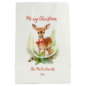 Cute Vintage Reindeer ミディアムペーパーバッグ (裏面)