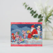 Cute Vintage Santa Angels Christmas ポストカード (スタンド正面)