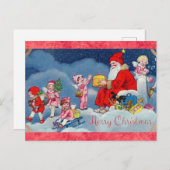 Cute Vintage Santa Angels Christmas ポストカード (正面/裏面)