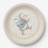Cute Vintage Storybook Ducky Baby Shower  ペーパープレート (正面)