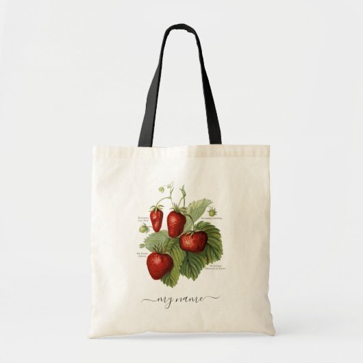 Cute Vintage Strawberry Varieties Add Your Name トートバッグ (正面)
