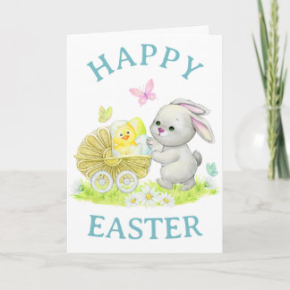 Cute vintage style Easter card with baby animals シーズンカード