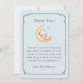 Cute Vintage teddy bear Baby boy  shower サンキューカード