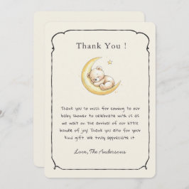 Cute Vintage teddy bear Baby shower サンキューカード