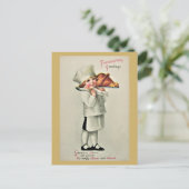 Cute Vintage Thanksgiving Greetings Turkey ポストカード (スタンド正面)