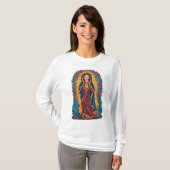 Cute Virgin of Guadalupe Women's Long Sleeve Tee Tシャツ (正面フル)