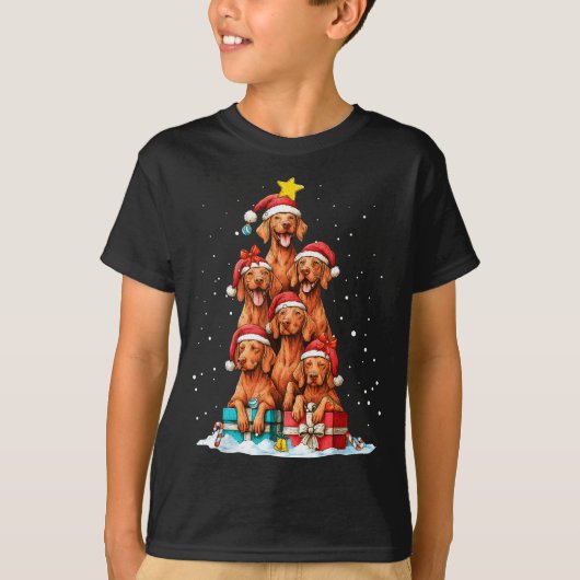 Cute Vizsla Viszla Dog Christmas Tree Xmas Hat  Tシャツ (正面)