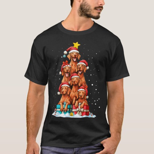 Cute Vizsla Viszla Dog Christmas Tree Xmas Hat  Tシャツ (正面)