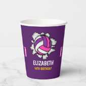 Cute Volleyball Birthday Girl 紙コップ (裏面)