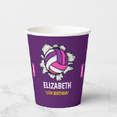 Cute Volleyball Birthday Girl 紙コップ (正面)