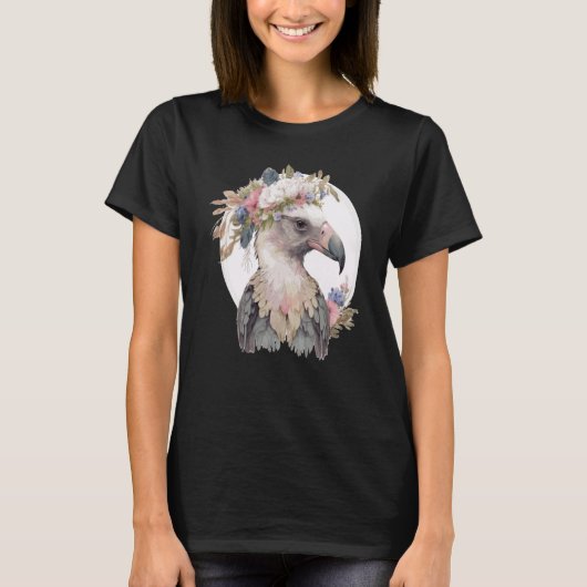Cute Vulture Bird Flower Crown Floral Exotic Birds Tシャツ (正面)