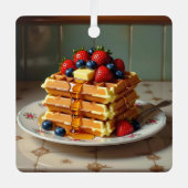 Cute Waffle Themed Christmas  メタルオーナメント (正面)