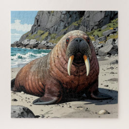 Cute Walrus on a Sandy Beach  ジグソーパズル