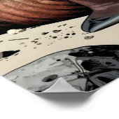 Cute Walrus on a Sandy Beach  ポスター (角)