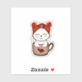 cute warming love for cats and coffee シール (シート)