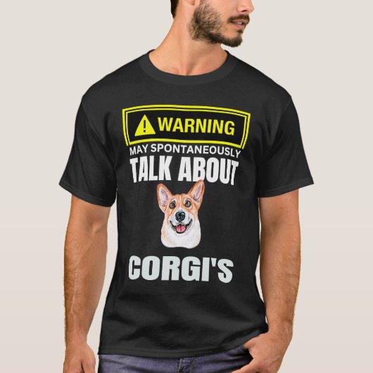 Cute Warning May Spontaneously Talk About Corgis L Tシャツ (正面)