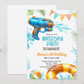 Cute water gun theme invitation 招待状 (正面/裏面)