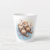 Cute Watercolor Animals in love Latte Mug カフェラテマグ (正面)