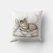 Cute Watercolor Baby Animals Asleep on Clouds, Moo クッション (裏面)