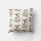 Cute Watercolor Baby Animals with Flowers クッション (裏面)