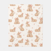 Cute Watercolor Baby Bunny Rabbit Pattern  フリースブランケット (正面)