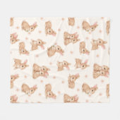 Cute Watercolor Baby Bunny Rabbit Pattern  フリースブランケット (正面(横))