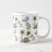 Cute Watercolor Baby Dinosaurs ジャンボコーヒーマグカップ (右)