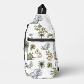 Cute Watercolor Baby Dinosaurs スリングバッグ (正面)