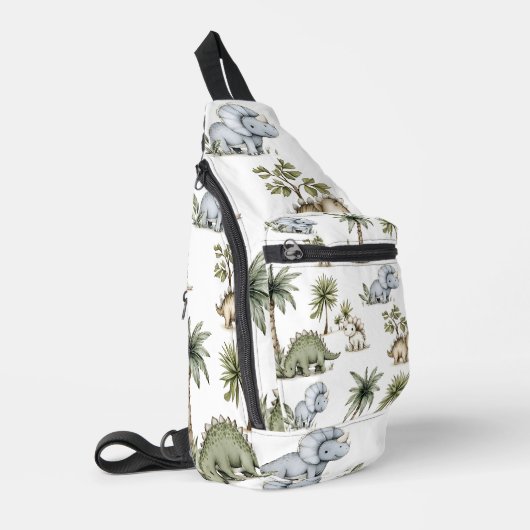 Cute Watercolor Baby Dinosaurs スリングバッグ (左コーナー)