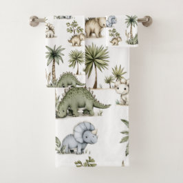 Cute Watercolor Baby Dinosaurs バスタオルセット