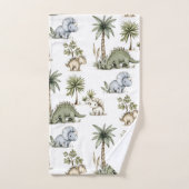 Cute Watercolor Baby Dinosaurs バスタオルセット (ハンドタオル)