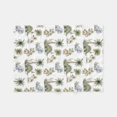 Cute Watercolor Baby Dinosaurs フリースブランケット (正面(横))