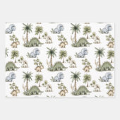 Cute Watercolor Baby Dinosaurs ラッピングペーパーシート (正面3)