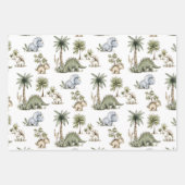 Cute Watercolor Baby Dinosaurs ラッピングペーパーシート (正面2)