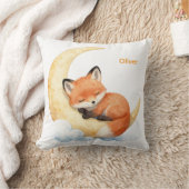 Cute Watercolor Baby Fox Personalized Name Nursery クッション (ブランケット)