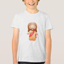 Cute Watercolor Baby Jesus Christ Illustration トライブレンドＴシャツ