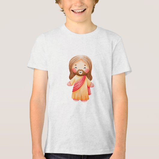 Cute Watercolor Baby Jesus Christ Illustration トライブレンドＴシャツ (正面)