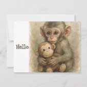 Cute Watercolor Baby Monkey Greeting Card シーズンカード (正面)
