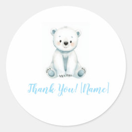 Cute Watercolor Baby Polar Bear Thank You Favor St ラウンドシール