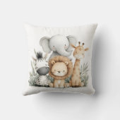 Cute Watercolor Baby Safari Animals Group Print クッション (裏面)