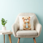 Cute Watercolor Baby Teddy Bear Illustration  クッション (椅子)