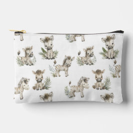 Cute Watercolor Baby Zebra Design | Neutral Safari アクセサリーポーチ