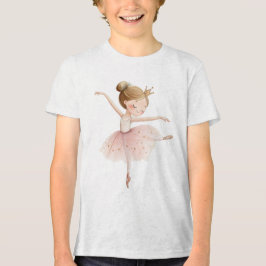 Cute Watercolor Ballerina Girl Princess Swan Lake トライブレンドＴシャツ