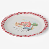 Cute Watercolor Barn Farm Animals Baby Shower  ペーパープレート (アングル)