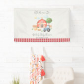 Cute Watercolor Barn Farm Animals Baby Shower  横断幕 (インサイチュ)