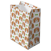 Cute Watercolor Beagle Dog Gift Bag ミディアムペーパーバッグ (正面アングル)